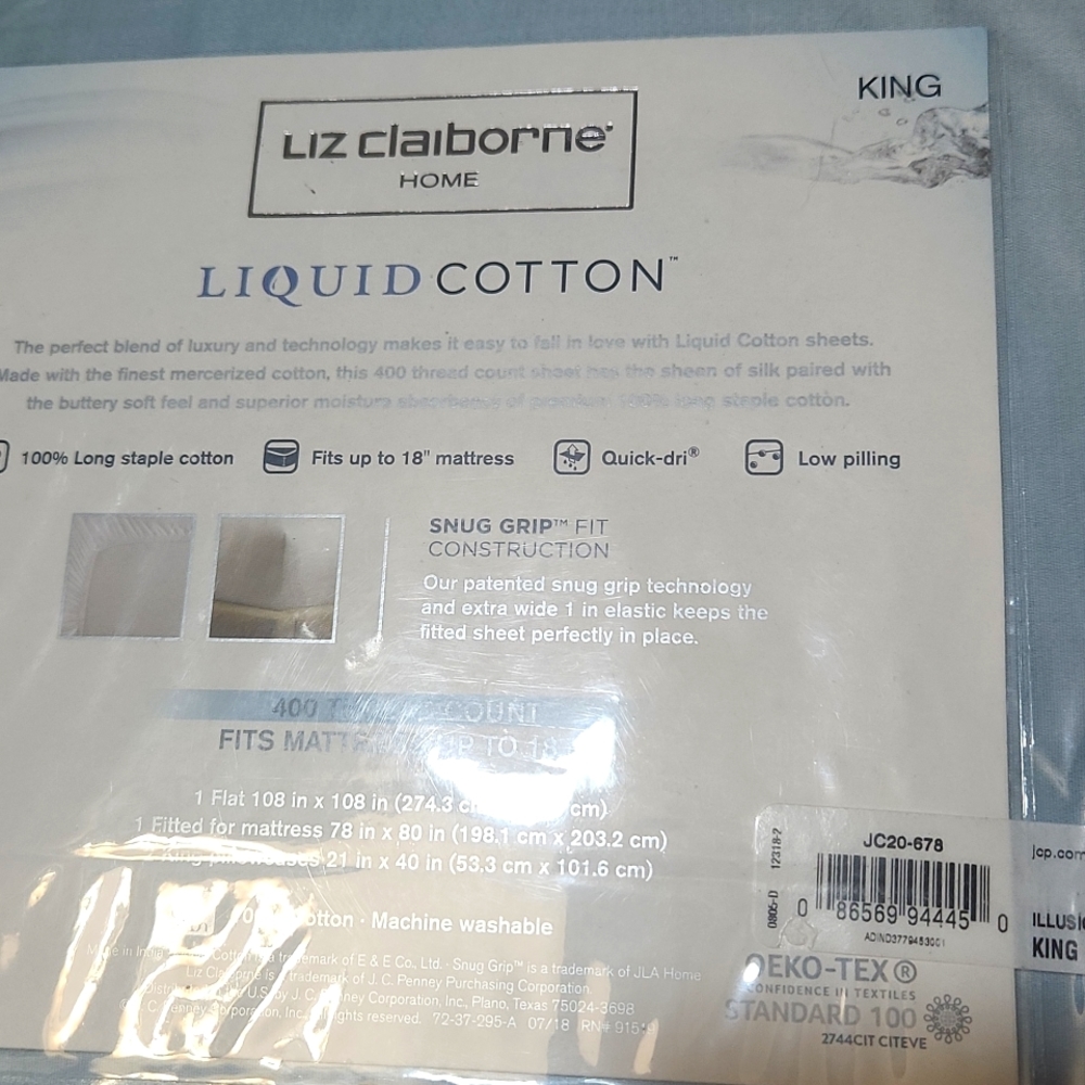 Liz Claiborne king size sheet set Illusion Blue